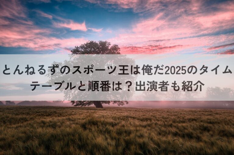 とんねるずのスポーツ王は俺だ2025 タイムテーブル 順番